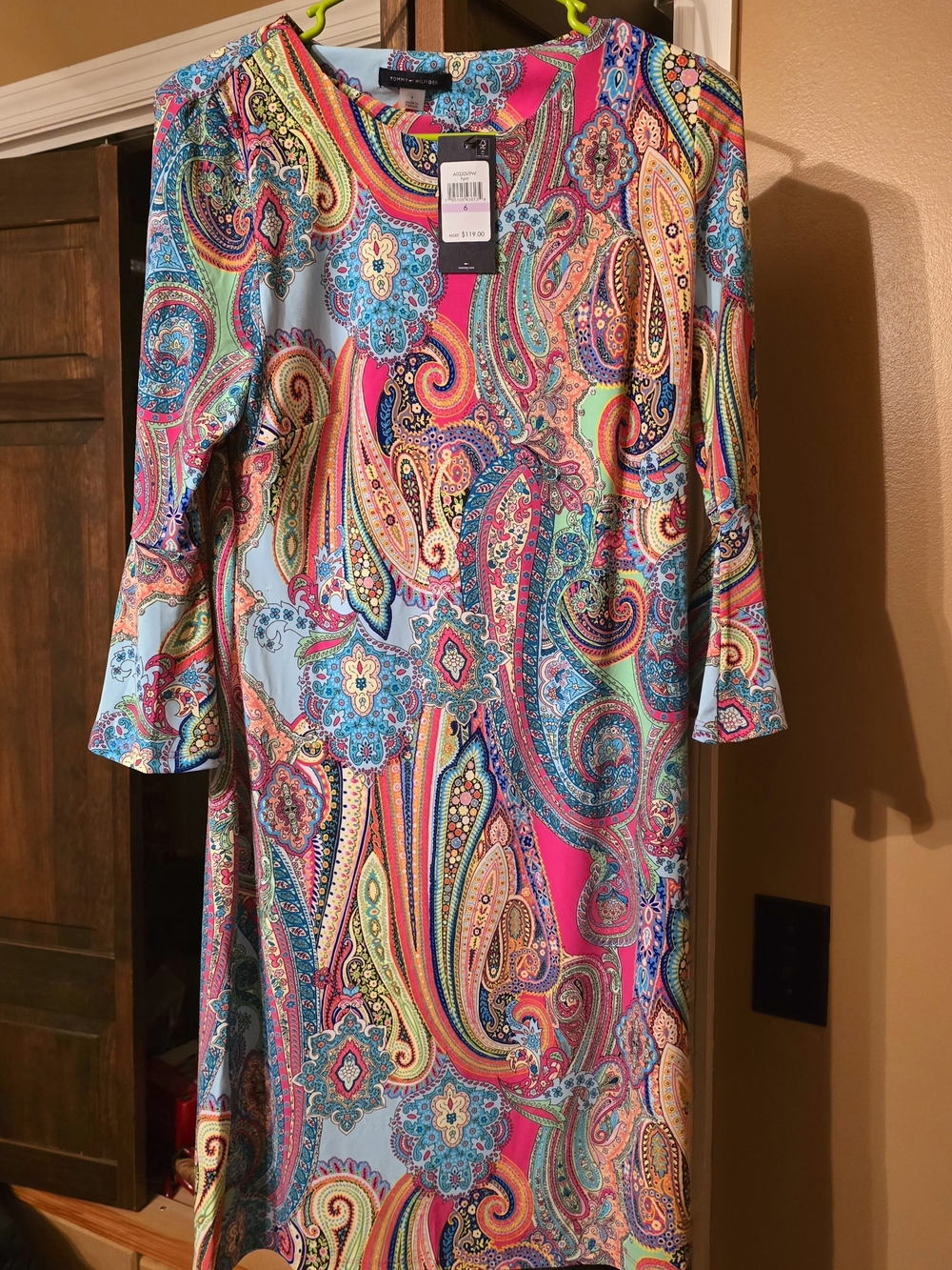 NWT Tommy Hilfiger Multicolor Paisley Long-Sleeve Shift Dress